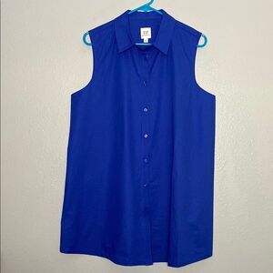 Gap Maternity Sleeveless Collared Button Up Navy Shirt Size Large